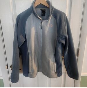 North Face Full-Zip Fleece Jacket Blue Color Block Fleece Size Large‎ Mock Neck
